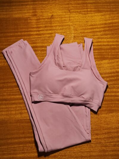 Imagem de Conjunto Legging e Top de Cor Rosa Bebê BJRB1 Zero Transparência Poliamida Tamanho M